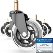 XeloTech Zestaw 5 kółek do twardych podłóg do krzesła biurowego 10x22mm 