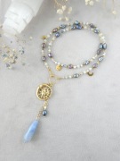 Naszyjnik z kamieni naturalnych, pereł i stali UNIKAT