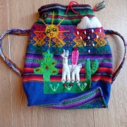 Boho folk Peru plecak worek aplikacje etno lama