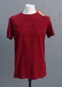 SuperDry t-shirt czerwony melanż roz L gruba dzianina 