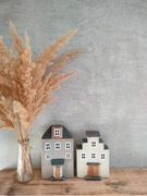 ZESTAW 2 domki Drewniany domek kamiennice szary/jasny szary