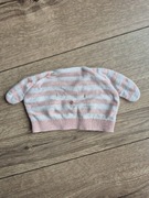 Mothercare czapka sweterkowa paski króliczek biało-różowa 68