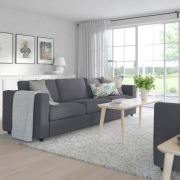 VIMLE sofa 3 os. rozkładana, Gunnared szary, beż