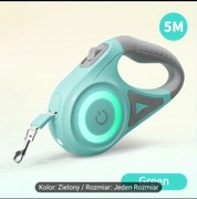 Smycz dla psa ROJECO 4.88m z latarką LED/ kolor zielony