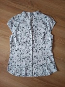 Biała bluzka w szary wzorek H&M S/M