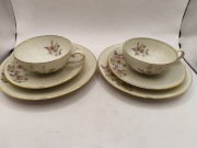 Trio Royal Ivory Bohemia łączka filiżanka spodki kwiaty porcelana staruszek