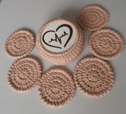 Koszyczek ze sznurka  zrobiony na szydełku + 6 podkładek 