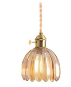 Lampa wisząca, żyrandol bursztynowa złoty boho / glamour / loft