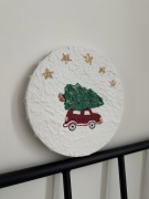 Obraz strukturalny auto z choinka