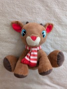 Brązowa maskotka sarna sarenka renifer Rudolf z szalikiem