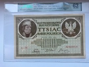 1000 marek polskich 1919 PMG 62 najrzadszy Zr. Mała litera s nie 1916 1917