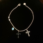 Bransoletka Czarny Krzyż i oczko Niebieskie 