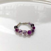 Agat Fioletowy Pleciony Pierścionek 