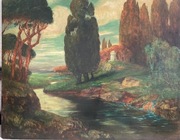 Frenz, Alexander, Pejzaż arkadyjski, olej na drewnianej płycie