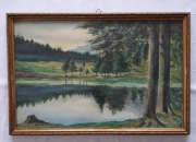 OBRAZ NATURA w DREWNIANEJ RAMIE PRL