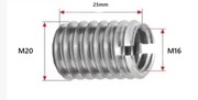Tulejka do naprawy gwintu, redukcja gwintu M20-M16x25mm INOX