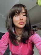 Peruka nowa jak naturalne brąz ciemny gęste grzywka dla kobiet