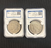 2x USA 1 dollar Peace 1922 AU