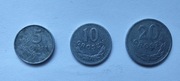 Zestaw 3 monet. Obiegowe PRL 1963 r. Komplet (z36)
