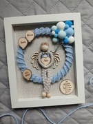 Upominek na roczek prezent na pierwsze urodziny makrama ramka aniołek