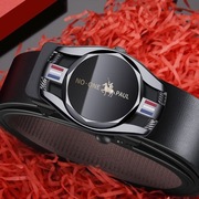 Luksusowy pasek męski ze skóry ekologicznej z automatyczny klamrą. CZARNY