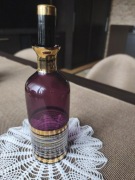 Szklana karafka Boho Amethyst z 1962 roku, ze złotym paskiem, MCM 