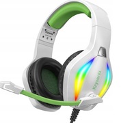 SŁUCHAWKI GAMINGOWE KRYSENIX PRZEWODOWE RGB LED Z MIKROFONEM ZIELONE