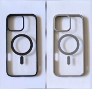 Etui/case przezroczyste szare i czarne z MagSafe na iPhone'a 16 pro max