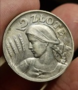 Srebrna moneta 2 zł Żniwiarka 1925r. Kropka