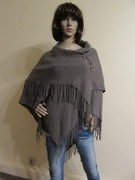 REPEAT brązowe dwuwarstwowe swetrowe ponczo wełna i kaszmir jak nowe_ S/M