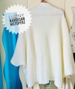 Luźny kremowy śmietankowy kardigan w stylu nietoperz ponczo
