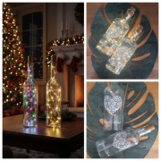 2 OZDOBNE BUTELKI KARAFKI Z KORKIEM NADRUKIEM BIAŁE SERCE SWEET HOME LED