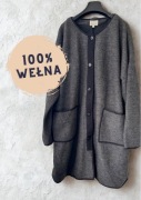 Płaszcz wełniany Masai XL 100% wełna wool oversize kardigan długi premium
