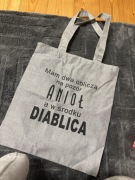 Torba z śmiesznym tekstem torba materiałowa na zakupy do pracy szara 