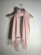 Szal damski duży z frędzlami premium pudrowy róż 100% wełna Acne Studios