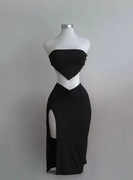 Letni komplet damski top + spódnica midi z odkrytymi plecami