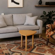 Stolik kawowy 50x50 Vintage – drewniany, retro styl, ława trójkątna, NOWA