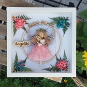 Makrama anioł makramowa laleczka ramka prezent na chrzest urodziny komunie