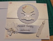 Kartka ręcznie robiona Chrzest Św. dziewczynka 