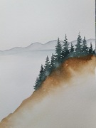 Obraz, Akwarela - Góry we mgle,   A5.