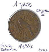 NOWA ZELANDIA 1 pens 1958 Elżbieta II
