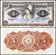 Paragwaj 5 Pesos 1907 UNC