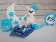 Zestaw z masy cukrowej Seracino ręcznie robiony .Miś z księżycą.