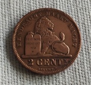 Moneta Belgia 2 cent 1910 r. Der Belgen.
