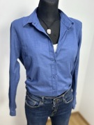 koszula damska z długim rękawem lekka luźna bawełniana niebieska M 38