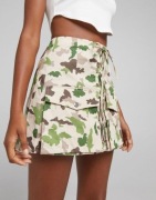 spódnica mini moro z kieszeniami i modnym wiązaniem Bershka r. M