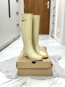 Kremowe wysokie matowe kalosze gumowce Hunter Refined 39