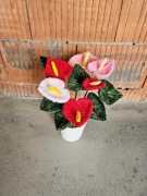 Anthurium, Bukiety,Doniczka ceramiczna Kwiaty, prezent , druciki szenilowe