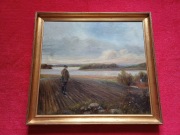 Stary obraz na płótnie sygnowany  .