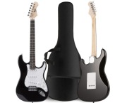 GITARA ELEKTRYCZNA STRATOCASTER 4/4 CZARNA ZESTAW PASEK POKROWIEC TUNER